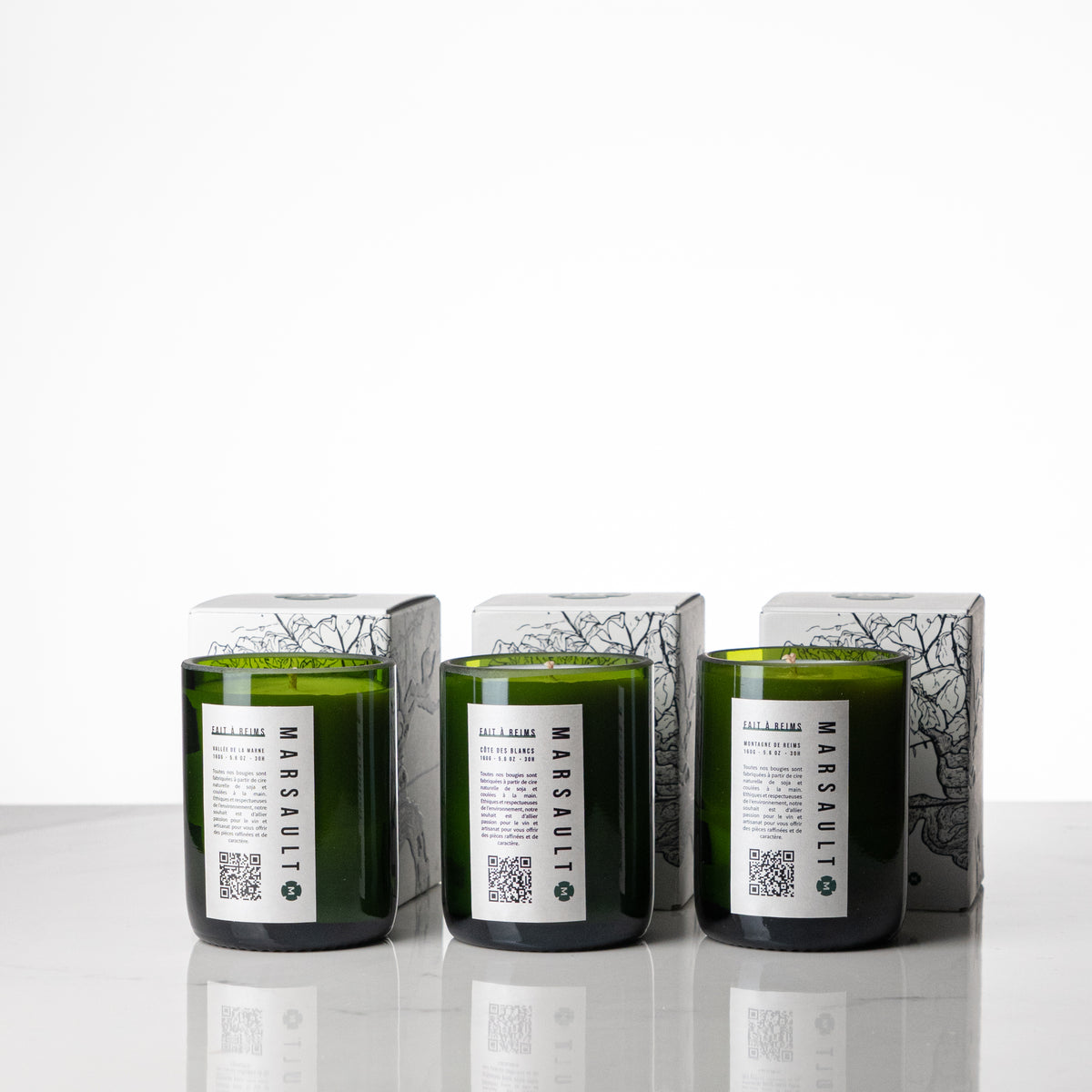 Triptyque : 3 bougies demi-bouteilles