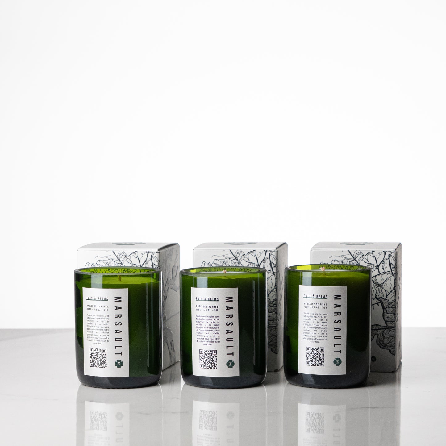 Triptyque : 3 bougies demi-bouteilles