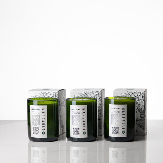 Triptyque : 3 bougies demi-bouteilles
