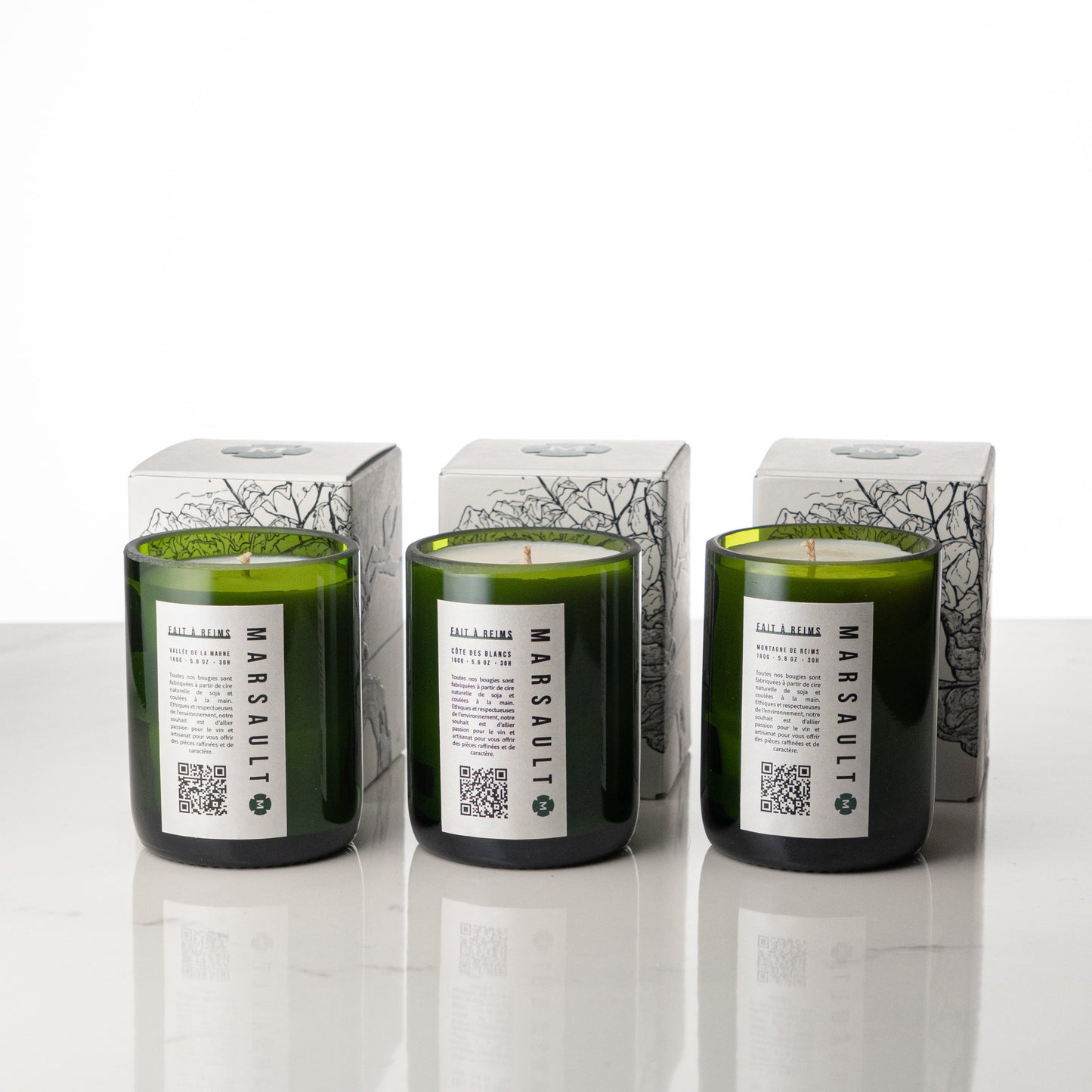 Triptyque : 3 bougies demi-bouteilles